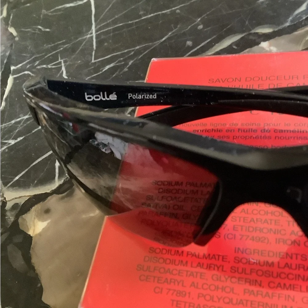 Bolle breaker 12107 GT black on black wraparound polarized sunglasses